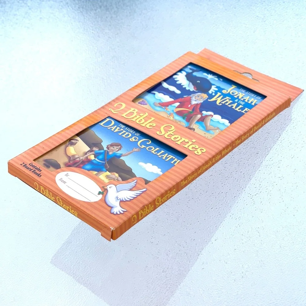 Kids Bible Stories Board Books Set: 1) Jonah & the Whale, 2) David & Goliath